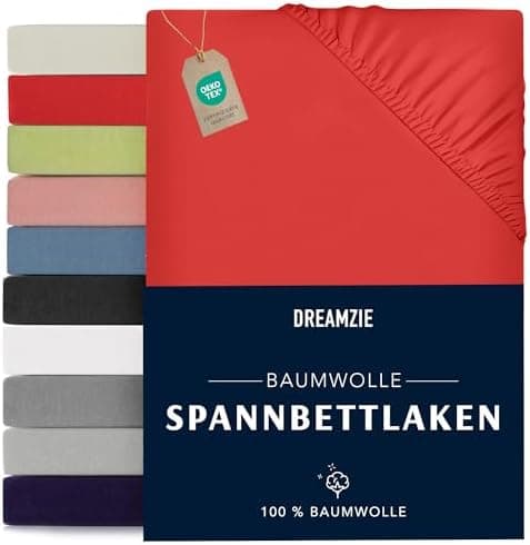 Dreamzie Spannbettlaken 90x190/200 cm – 100% Jersey‑Baumwolle, OEKO‑TEX STANDARD 100