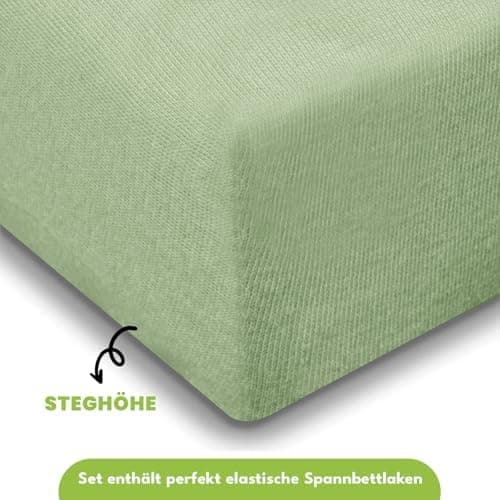 Julido Jersey-Spannbettlaken 140x200 cm – Baumwolle, OEKO-TEX® Standard 100, hautfreundlich & allergikergeeignet, Grün