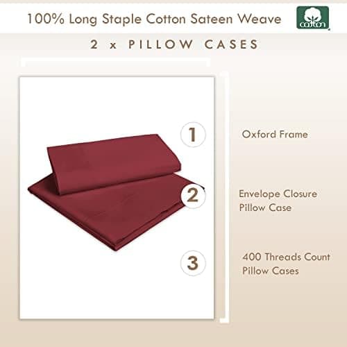 Pizuna Kissenbezüge 2er-Pack 40 x 80 cm Dunkelblau – 100% Langstapel-Baumwolle, 400 Fadenzahl