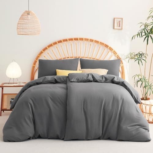 WAVVE Bettwäsche 135x200 – 4‑teiliges Mikrofaser‑Set Anthrazit (inkl. 2×80×80 cm Kissenbezüge) mit Reißverschluss, OEKO‑