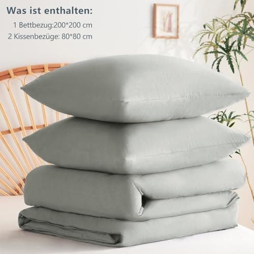 WAVVE Bettwäsche 135x200 – 4‑teiliges Mikrofaser‑Set Anthrazit (inkl. 2×80×80 cm Kissenbezüge) mit Reißverschluss, OEKO‑