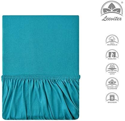 leevitex® Spannbettlaken 180x200–200x200 cm | 100% Jersey-Baumwolle | für Matratzen bis 25 cm