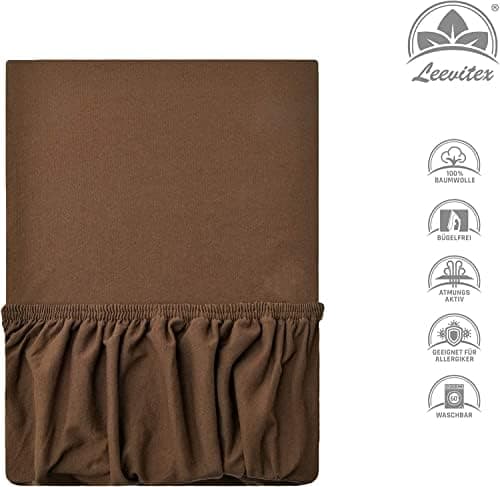 leevitex® Spannbettlaken 180x200–200x200 cm | 100% Jersey-Baumwolle | für Matratzen bis 25 cm