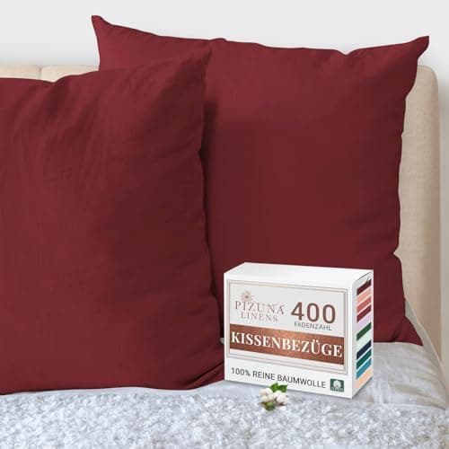 Pizuna Kissenbezüge 2er-Pack 40 x 80 cm Dunkelblau – 100% Langstapel-Baumwolle, 400 Fadenzahl