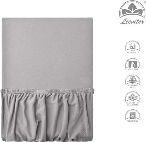 leevitex® Spannbettlaken 180x200–200x200 cm | 100% Jersey-Baumwolle | für Matratzen bis 25 cm