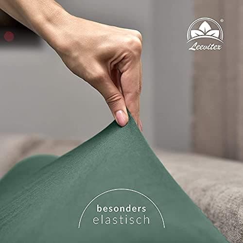 leevitex® Spannbettlaken 180x200–200x200 cm | 100% Jersey-Baumwolle | für Matratzen bis 25 cm
