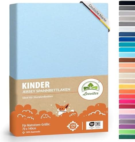 leevitex® Spannbettlaken 180x200–200x200 cm | 100% Jersey-Baumwolle | für Matratzen bis 25 cm