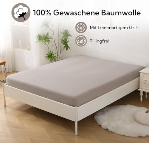 SOULFUL Spannbettlaken 120 x 200 cm (bis 25 cm Matratzenhöhe) – 100% gewaschene Baumwolle, atmungsaktiv & leinenartiger