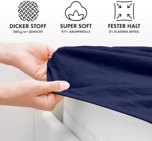Jacobson Premium Spannbettlaken – Jersey-Baumwolle 200 g/m² mit Elasthan, 180x200–200x200 cm