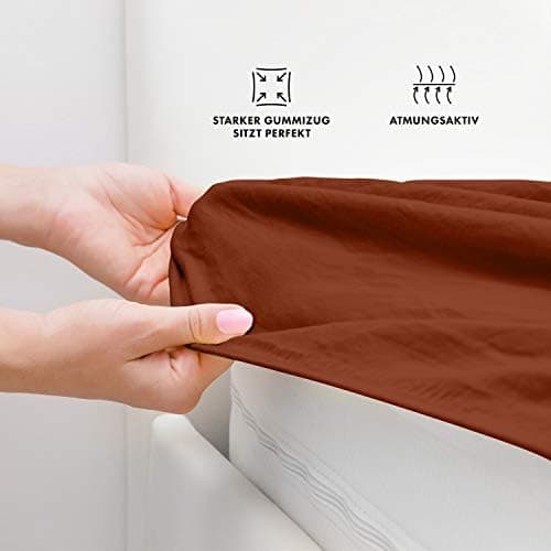 Jacobson Jersey-Spannbettlaken aus Baumwolle – OEKO-TEX STANDARD 100, 180x200–200x200 cm, Weiß