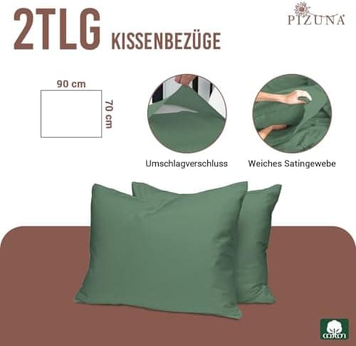 Pizuna Kissenbezüge 2er-Pack 40 x 80 cm Dunkelblau – 100% Langstapel-Baumwolle, 400 Fadenzahl