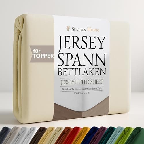 Jersey-Spannbettlaken / Spannbetttuch – 100% Baumwolle, 180x200–200x200 cm
