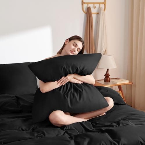 WAVVE Bettwäsche 135x200 – 4‑teiliges Mikrofaser‑Set Anthrazit (inkl. 2×80×80 cm Kissenbezüge) mit Reißverschluss, OEKO‑