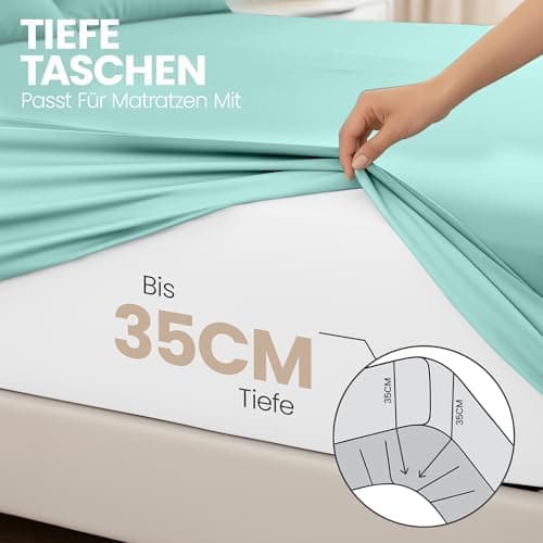 Utopia Bedding 2er-Set Spannbettlaken 140 x 200 cm – OEKO-TEX MADE IN GREEN zertifiziert – 35 cm Tiefe Tasche