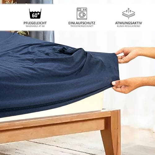 Jersey-Spannbettlaken 100% Baumwolle – 100% gekämmte Baumwolle, 90 x 200 cm (Steghöhe 27 cm)