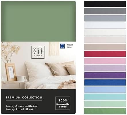 VelvetHome Spannbettlaken 120 x 200 cm – 100% gekämmte Baumwolle (Jersey), passend für Matratzen bis 25 cm