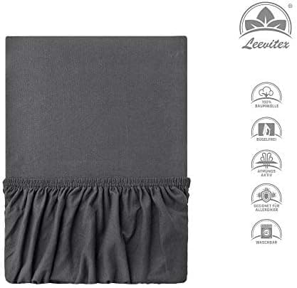 leevitex® Spannbettlaken 180x200–200x200 cm | 100% Jersey-Baumwolle | für Matratzen bis 25 cm