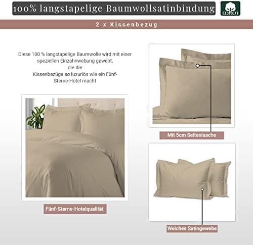 Pizuna Kissenbezüge 2er-Pack 40 x 80 cm Dunkelblau – 100% Langstapel-Baumwolle, 400 Fadenzahl
