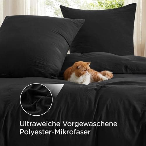 BEDSURE Bettwäsche 135x200 4‑teilig – Weiches Baumwoll‑Feeling Bettwäsche‑Set 135 x 200 cm, inkl. 2 Kissenbezüge 80x80,