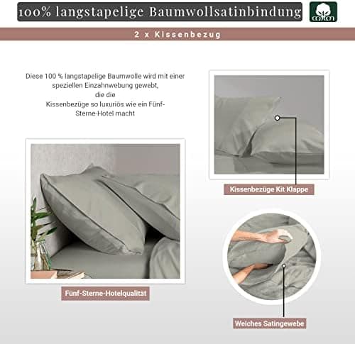 Pizuna Kissenbezüge 2er-Pack 40 x 80 cm Dunkelblau – 100% Langstapel-Baumwolle, 400 Fadenzahl