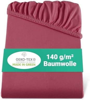 BaSaTex Bio-Jersey Spannbettlaken 120x200 cm – 100% Bio-Baumwolle, GOTS-zertifiziert – Taupe