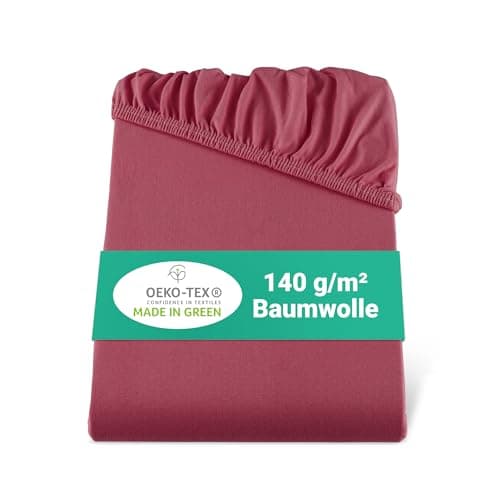 BaSaTex Bio-Jersey Spannbettlaken 120x200 cm – 100% Bio-Baumwolle, GOTS-zertifiziert – Taupe