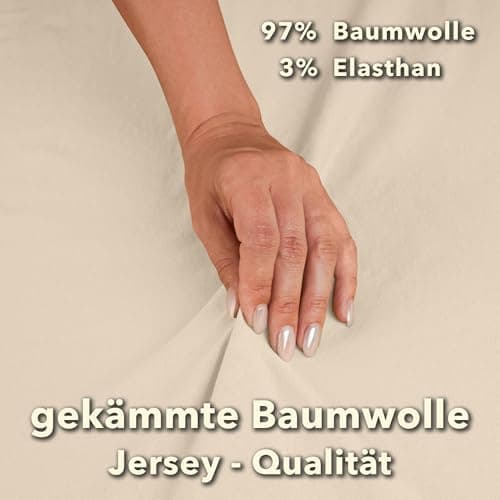 STUDIO Spannbettlaken Jersey – 97 % Baumwolle / 3 % Elastan – 120×200 / 120×220 / 130×200 / 130×220 cm, passend für Matr