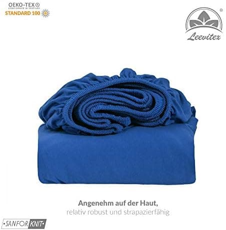 leevitex® Spannbettlaken 180x200–200x200 cm | 100% Jersey-Baumwolle | für Matratzen bis 25 cm