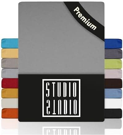 STUDIO Spannbettlaken Jersey – 97 % Baumwolle / 3 % Elastan – 120×200 / 120×220 / 130×200 / 130×220 cm, passend für Matr
