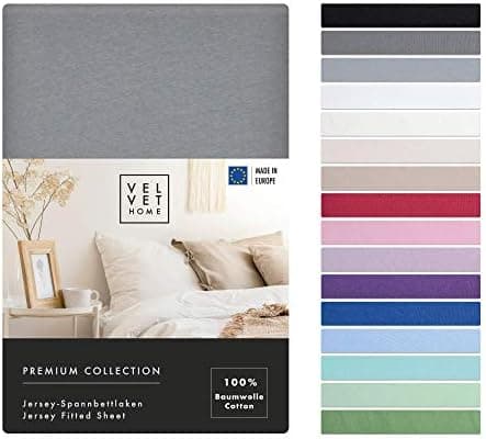 VelvetHome Spannbettlaken 120 x 200 cm – 100% gekämmte Baumwolle (Jersey), passend für Matratzen bis 25 cm