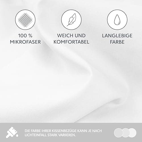 Dreamzie Kissenbezug 40x80 (2er Set) – Mikrofaser weich, OEKO-TEX STANDARD 100, Anthrazit mit Reißverschluss