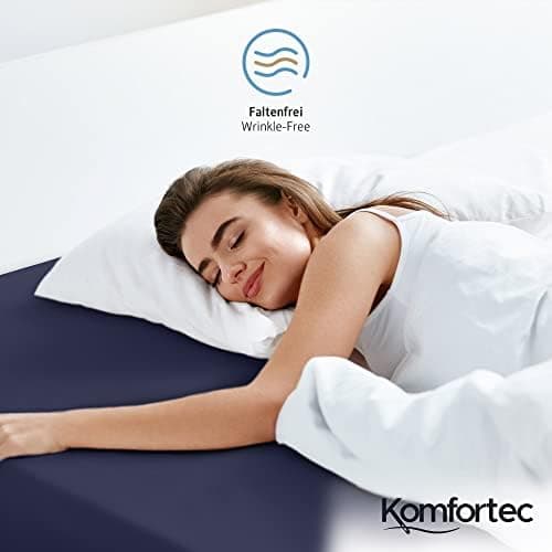 Komfortec Spannbettlaken 90x200 cm Jersey-Baumwolle – OEKO-TEX® Standard 100, Rundumgummizug für perfekte Passform, Weiß