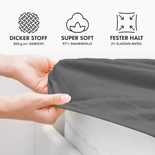 Jacobson Premium Spannbettlaken – Jersey-Baumwolle 200 g/m² mit Elasthan, 180x200–200x200 cm