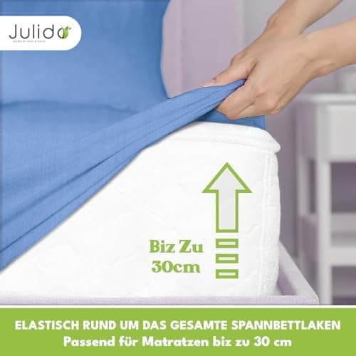 Julido Jersey-Spannbettlaken 140x200 cm – Baumwolle, OEKO-TEX® Standard 100, hautfreundlich & allergikergeeignet, Grün