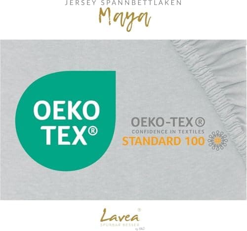 Lavea Spannbettlaken 120x200 cm – atmungsaktives Baumwoll‑Jersey, passend für Matratzen bis 20 cm (Mittelgrau)