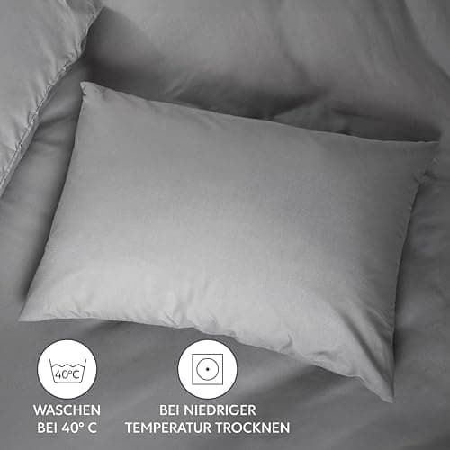 Dreamzie Kissenbezug 40x80 (2er Set) – Mikrofaser weich, OEKO-TEX STANDARD 100, Anthrazit mit Reißverschluss