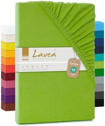 Lavea Spannbettlaken 120x200 cm – atmungsaktives Baumwoll‑Jersey, passend für Matratzen bis 20 cm (Mittelgrau)