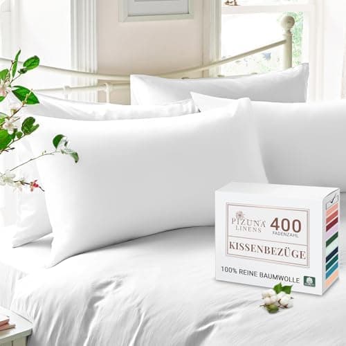 Pizuna Kissenbezüge 2er-Pack 40 x 80 cm Dunkelblau – 100% Langstapel-Baumwolle, 400 Fadenzahl