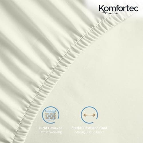 Komfortec Spannbettlaken 90x200 cm Jersey-Baumwolle – OEKO-TEX® Standard 100, Rundumgummizug für perfekte Passform, Weiß