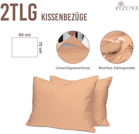 Pizuna Kissenbezüge 2er-Pack 40 x 80 cm Dunkelblau – 100% Langstapel-Baumwolle, 400 Fadenzahl