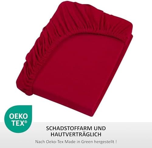Jersey-Spannbettlaken 100% Baumwolle – 100% gekämmte Baumwolle, 90 x 200 cm (Steghöhe 27 cm)