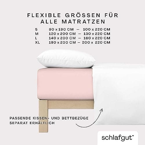 Schlafgut Pure Spannbettlaken 90x200 bis 100x220 cm – 95% Bio-Baumwolle & 5% Elasthan, Oeko-TEX zertifiziert – passend f