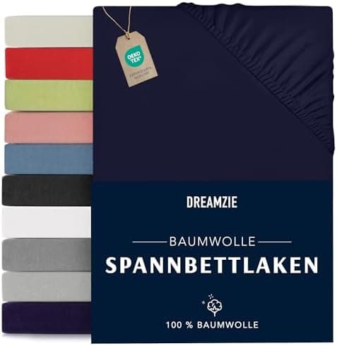 Dreamzie Spannbettlaken 90x190/200 cm – 100% Jersey‑Baumwolle, OEKO‑TEX STANDARD 100