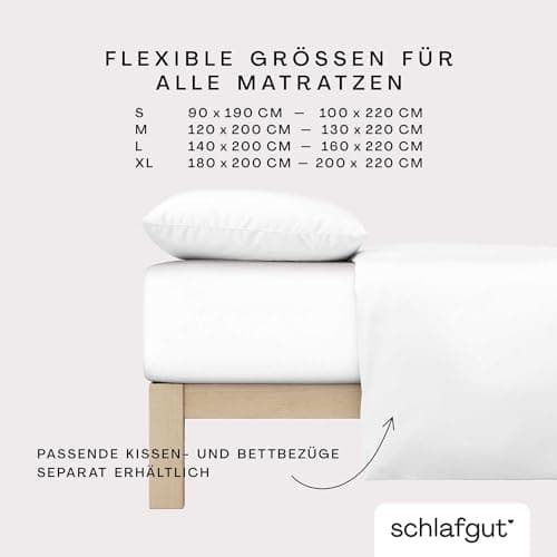 Schlafgut Pure Spannbettlaken 90x200 bis 100x220 cm – 95% Bio-Baumwolle & 5% Elasthan, Oeko-TEX zertifiziert – passend f