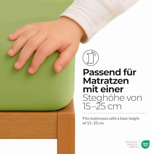 etérea Jersey-Spannbettlaken 80x200 cm Weiß – 100% Baumwolle, OEKO-TEX MADE IN GREEN & STANDARD 100