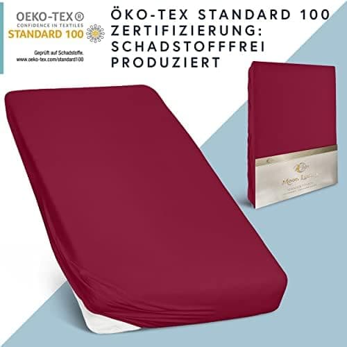 MOON-Luxury Spannbettlaken/Spannbetttuch Jersey-Stretch 230 g/m² OEKO-TEX – anthrazit, 90×200–100×220