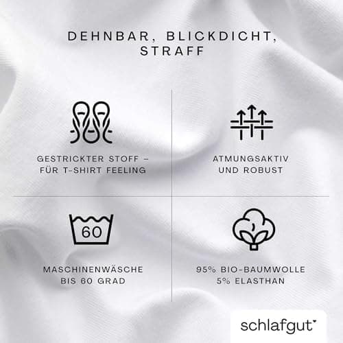 Schlafgut Pure Spannbettlaken 90x200 bis 100x220 cm – 95% Bio-Baumwolle & 5% Elasthan, Oeko-TEX zertifiziert – passend f