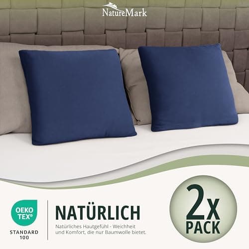NatureMark Jersey Kissenbezüge – weich & atmungsaktiv, hautfreundlich – 40x40 cm, Anthrazit