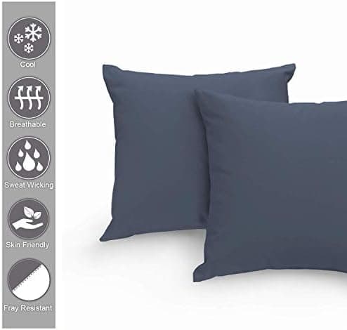 Pizuna Kissenbezüge 2er-Pack 40 x 80 cm Dunkelblau – 100% Langstapel-Baumwolle, 400 Fadenzahl