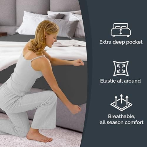 Spannbettlaken 180x200 cm – Extra tiefes Spannbetttuch bis 40 cm (16") – Weiche gebürstete Mikrofaser, knitterfrei & sch